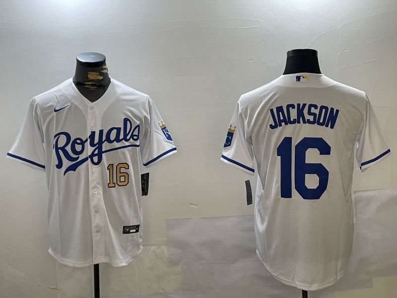 Men Kansas City Royals #16 Jackson White Game 2024 Nike MLB Jersey style 3